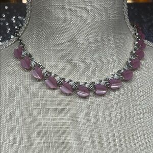 VTG pink and silver statement Necklace